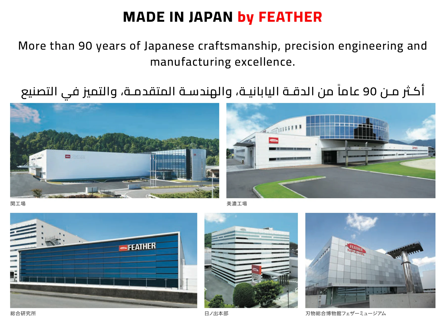 منشآت التصنيع ومراكز الأبحاث التابعة لشركة Feather Japan